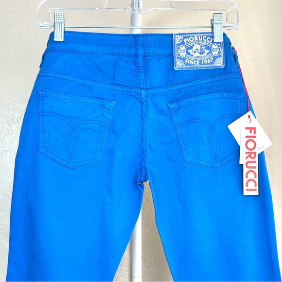 NOS: Deadstock Fiorucci Women's Vibrant Blue Ultra Low Waist Pants Size 28 - Picture 4 of 9